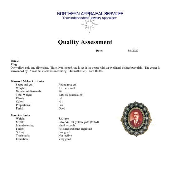 ANTIQUE VICTORIAN 18K GOLD STERLING DIAMOND PORTRAIT RING - Picture 8 of 8